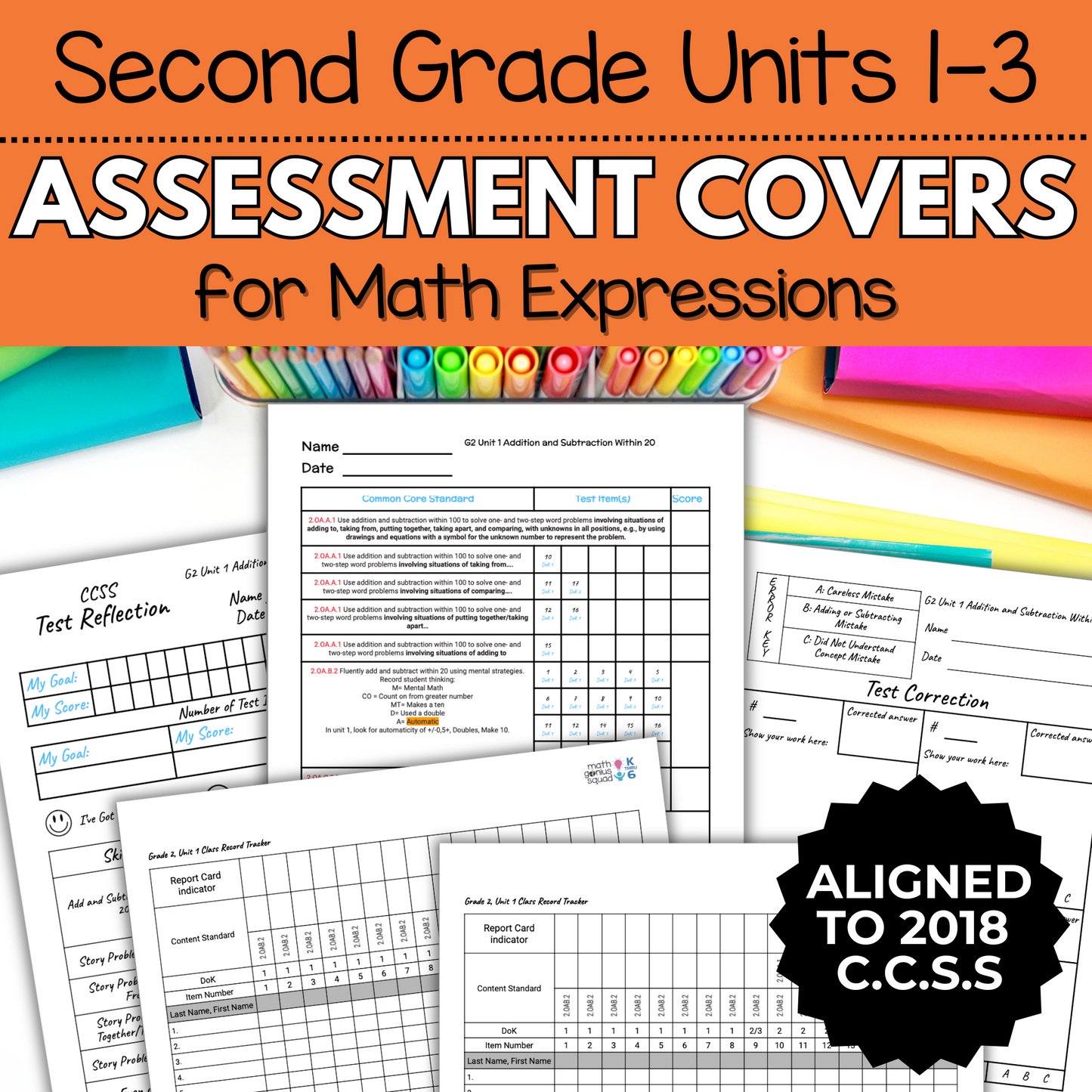 2nd Grade Assessment Cover Forms & Data Trackers for Math Expressions Units 1-3