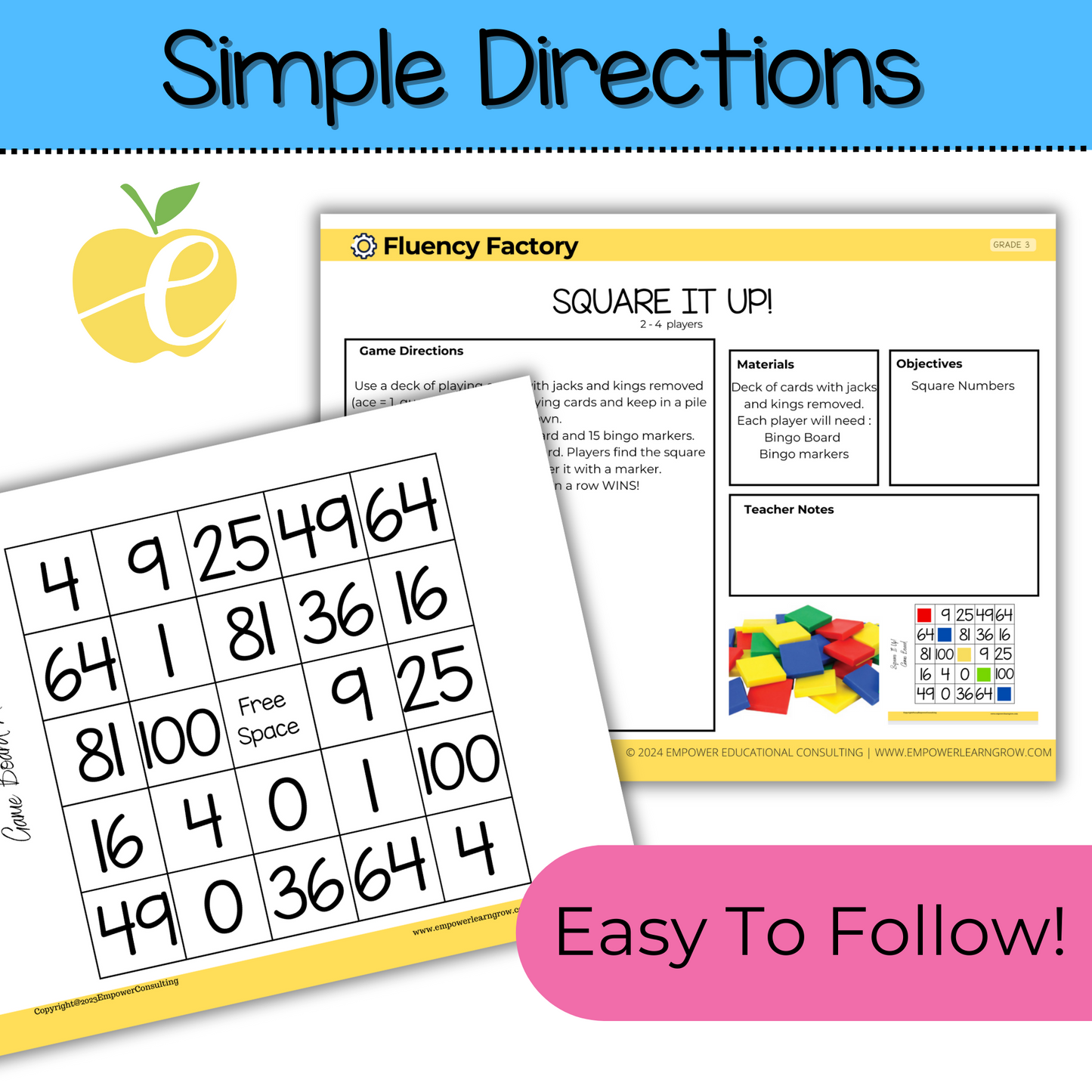 Square It Up! Multiplication with Square Numbers Game | Grades 3-5