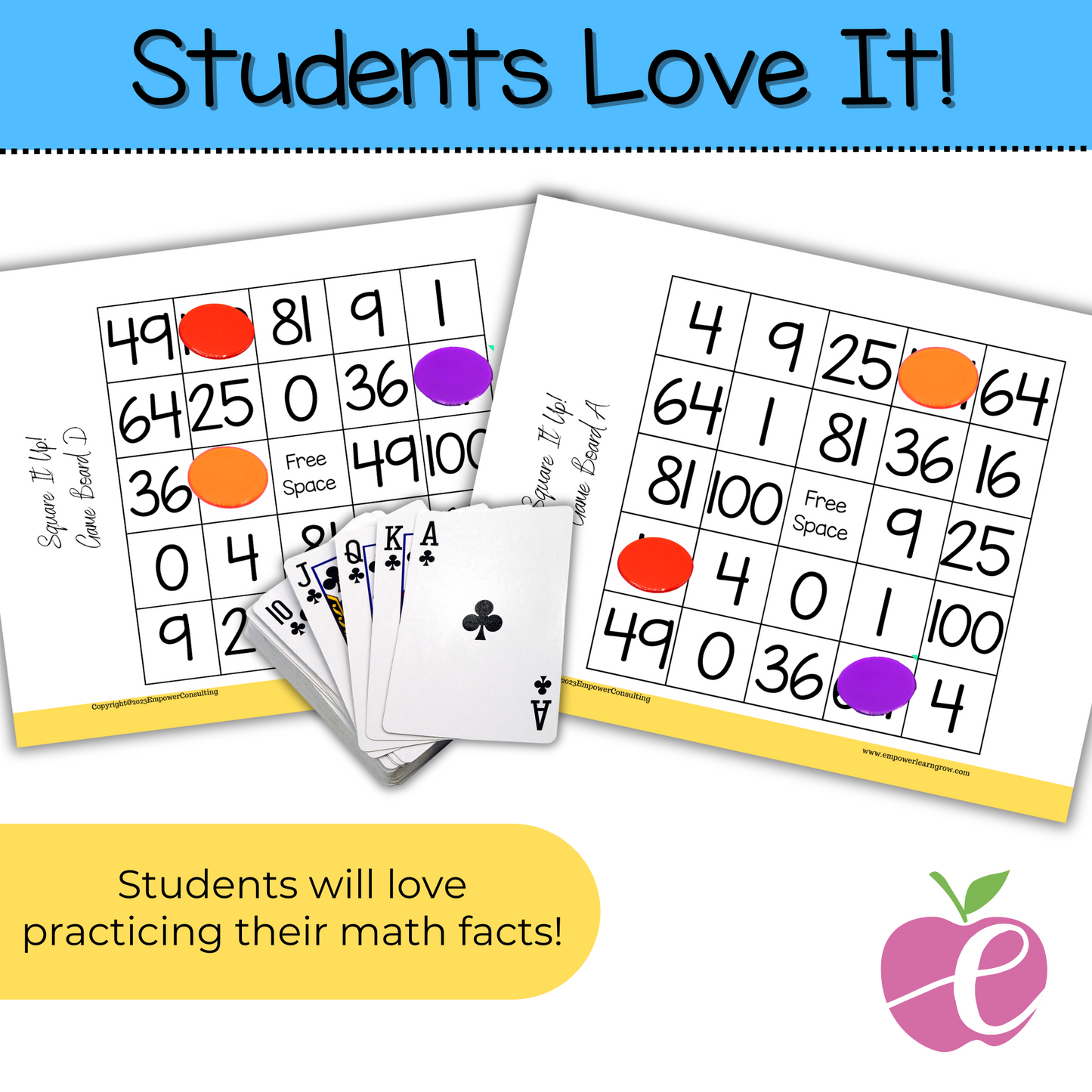Square It Up! Multiplication with Square Numbers Game | Grades 3-5