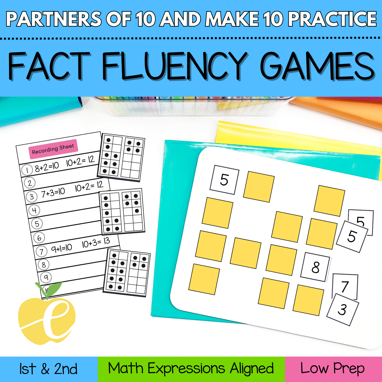 Partners of 10 and Make 10 Math Games for 1st and 2nd Grade