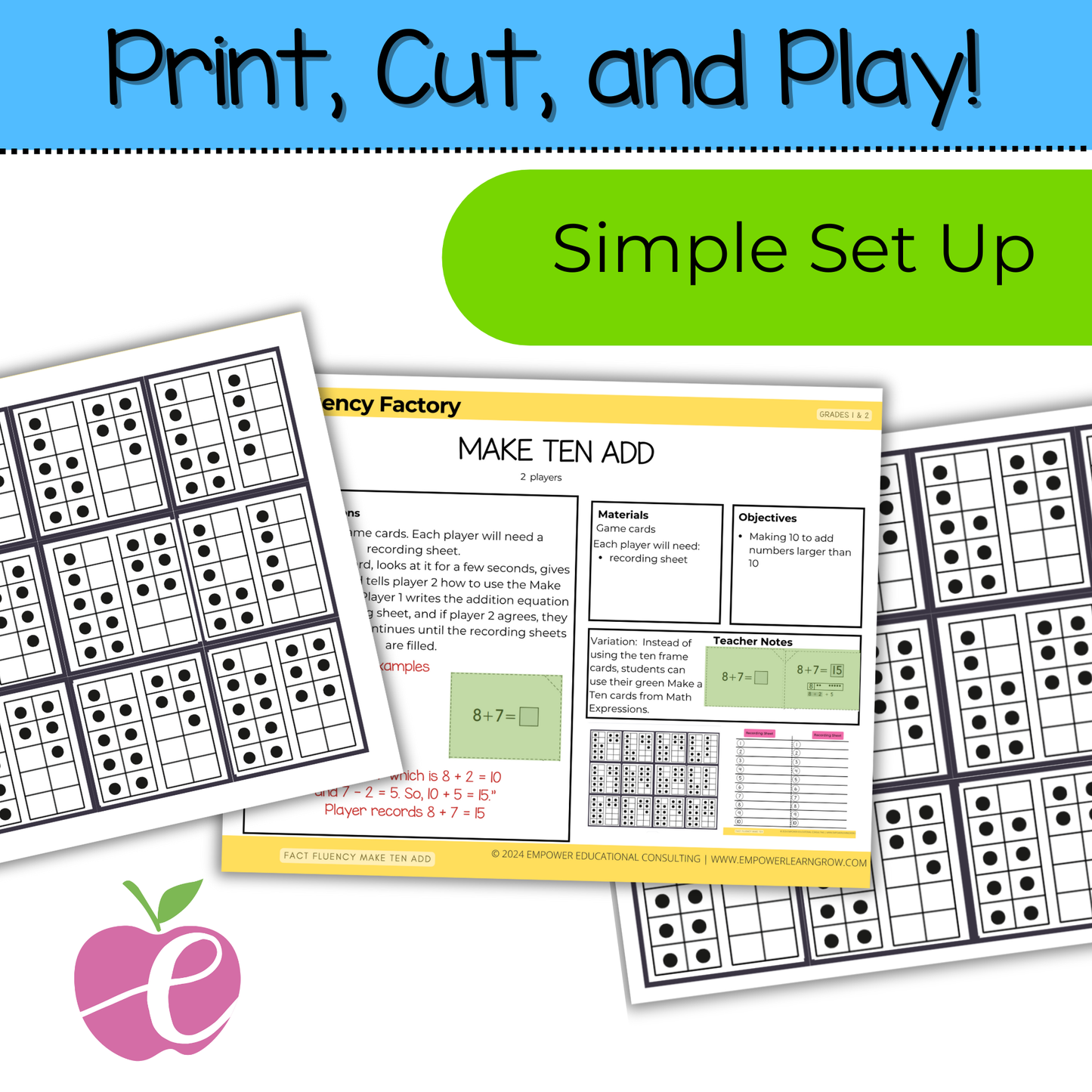 Addition Fluency within 10 Games | Math Game Bundle for 1st & 2nd Grade