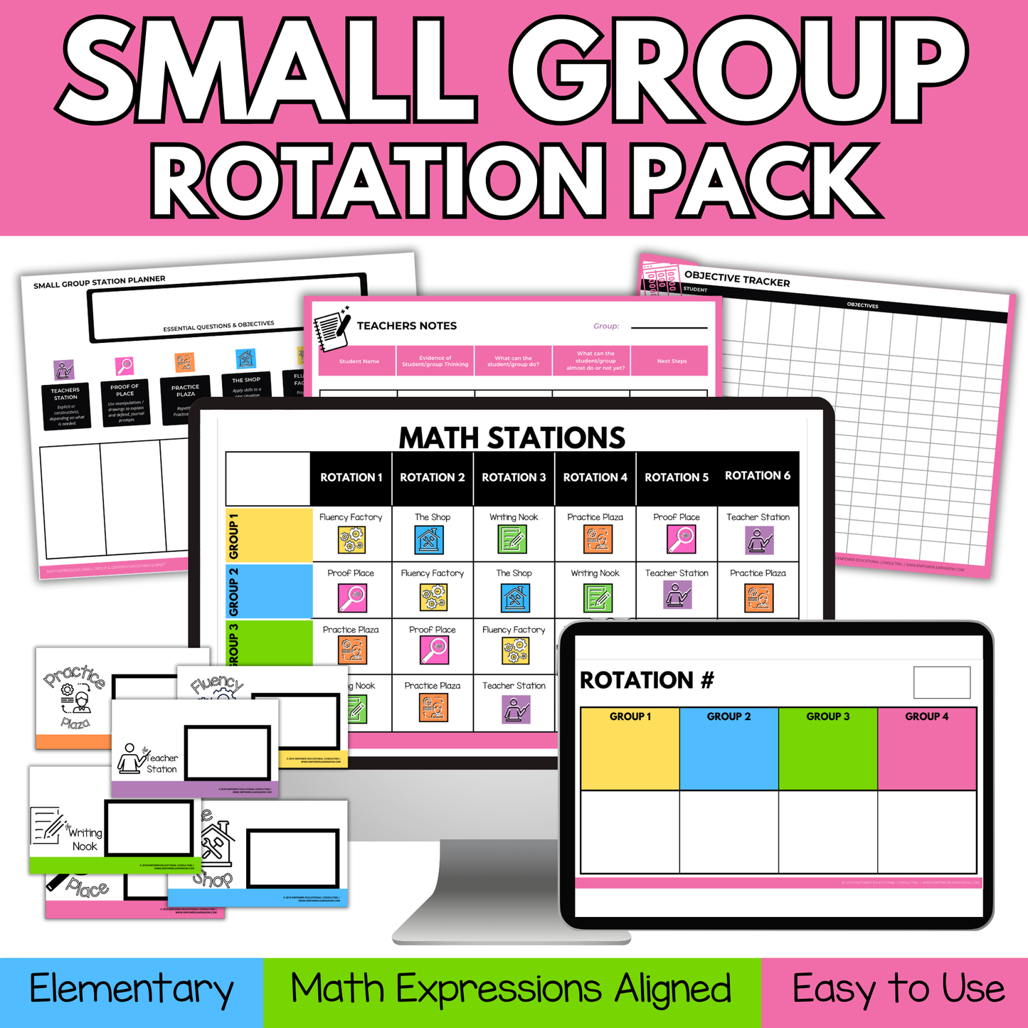Math Small Group Rotation Pack for Elementary: Slides, Organizers, and More!