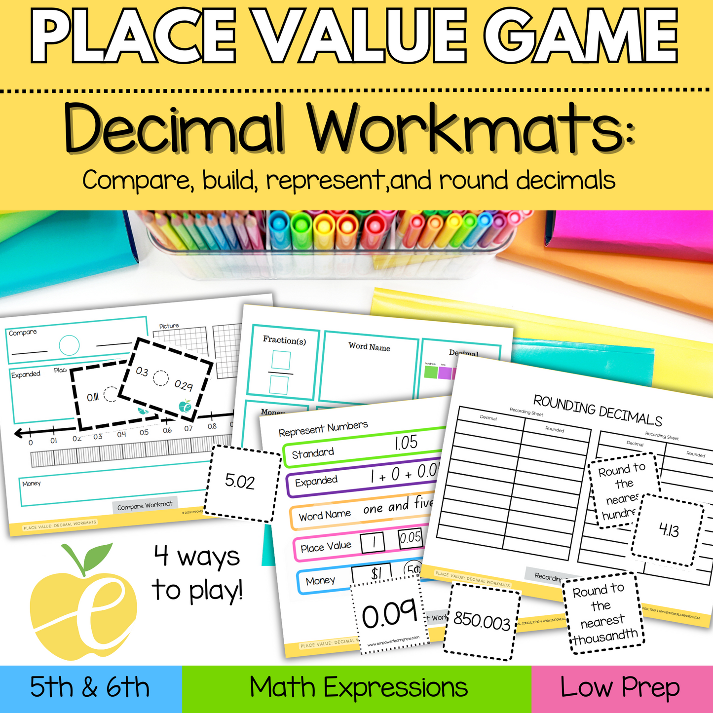 Compare, Round, Represent, & Build Decimals | 5th & 6th Grade Math Decimal Games