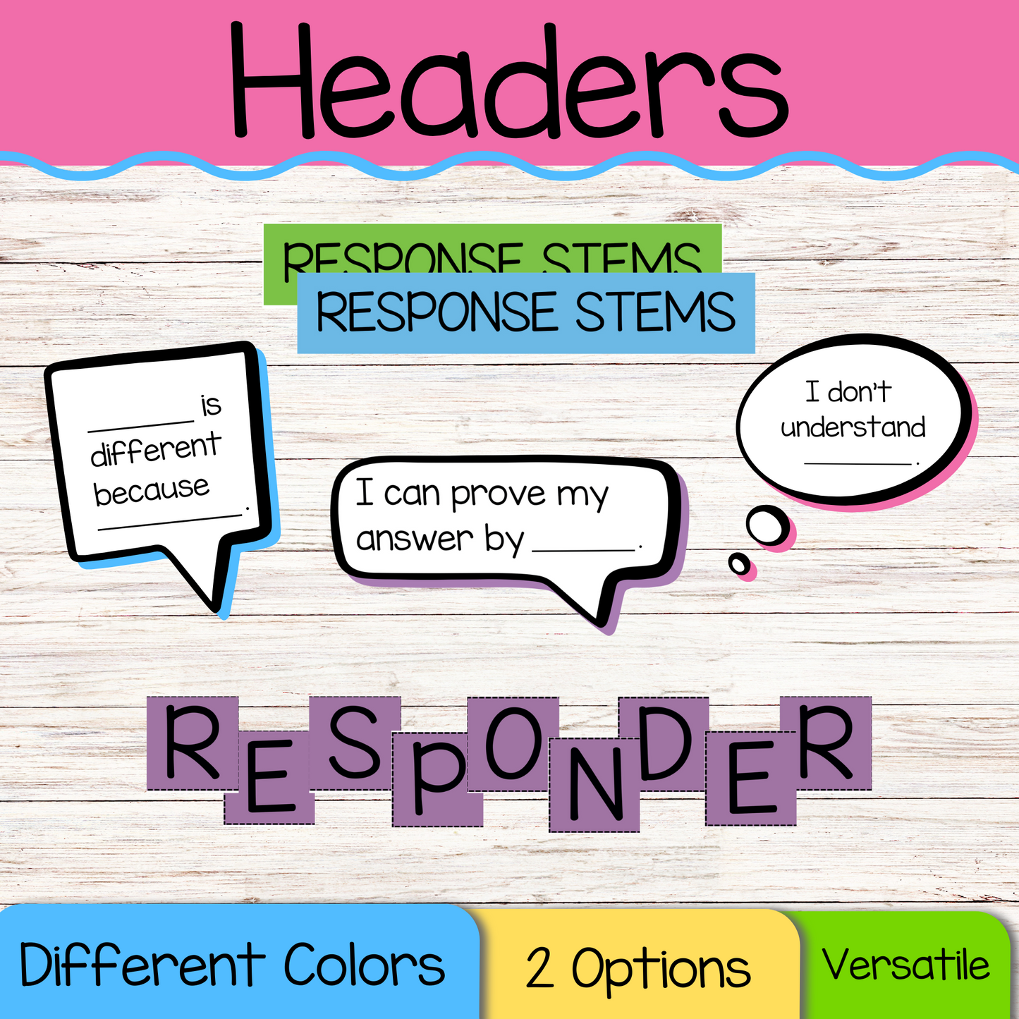 Partner Math Talks Bulletin Board - Starters & Responders Sentence Stems
