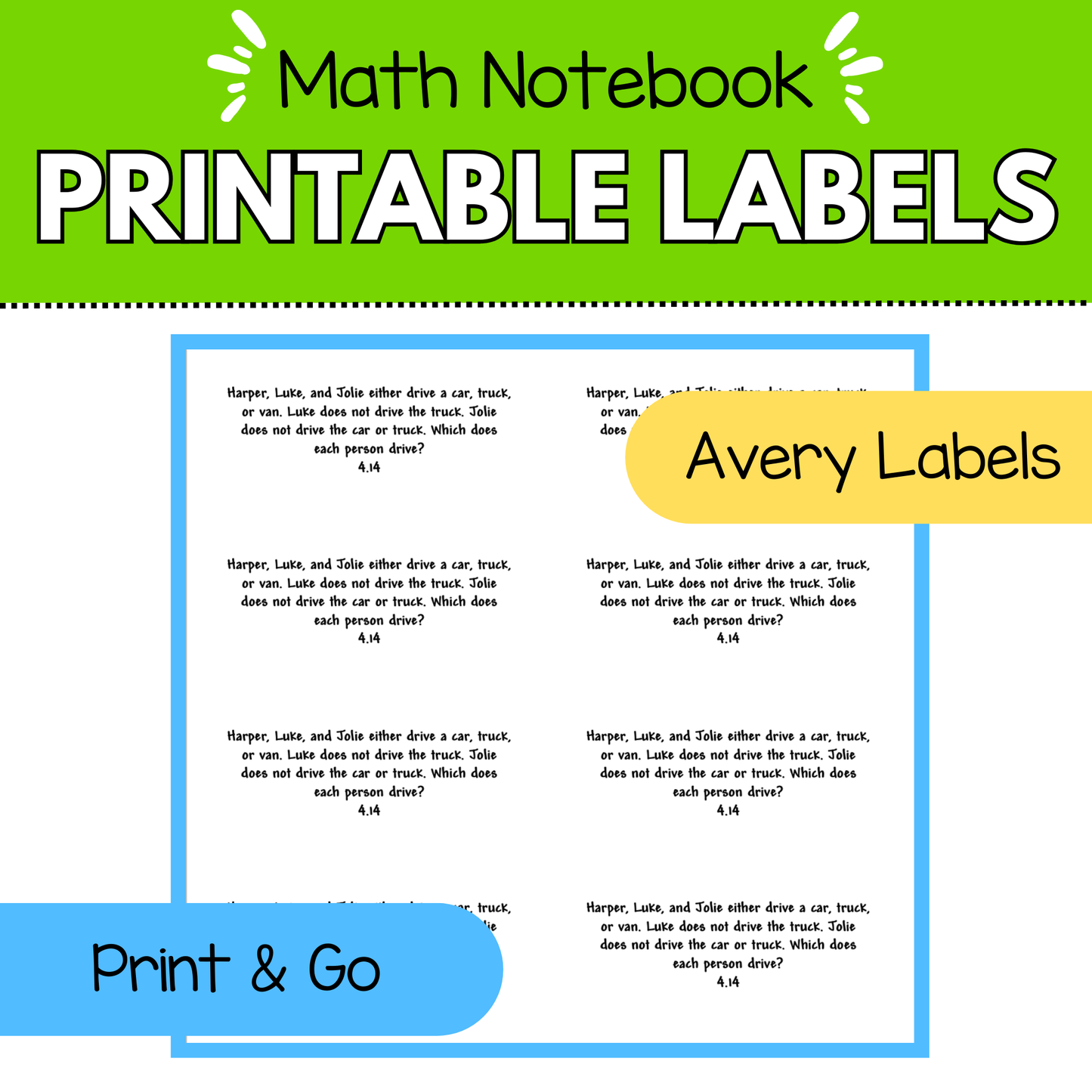 Math Expressions Anytime Problems 3rd Grade Units 1-7 Slides & Math Notebook Labels