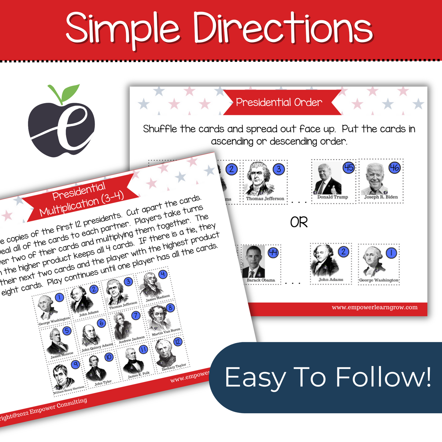President's Day Math Activities for Elementary K-6th Grade | Engaging & No-Prep