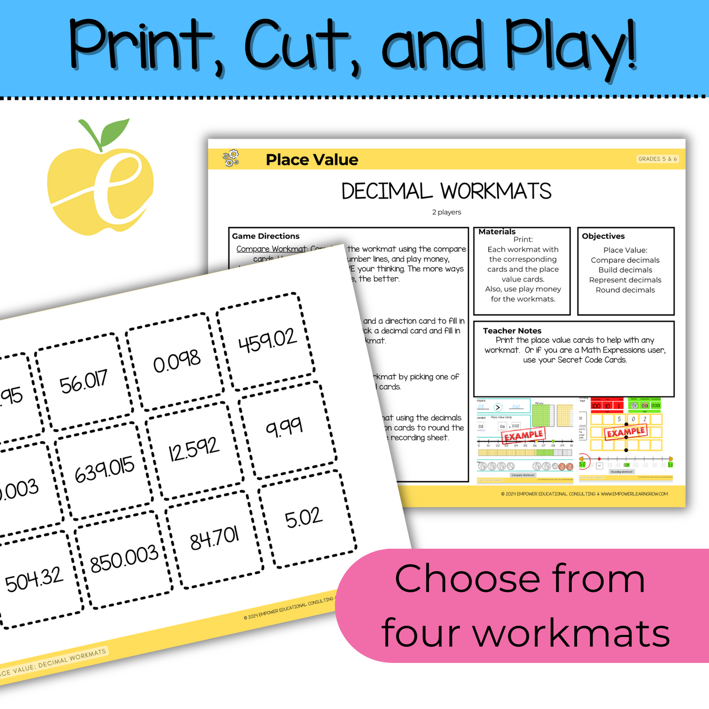 Compare, Round, Represent, & Build Decimals | 5th & 6th Grade Math Decimal Games