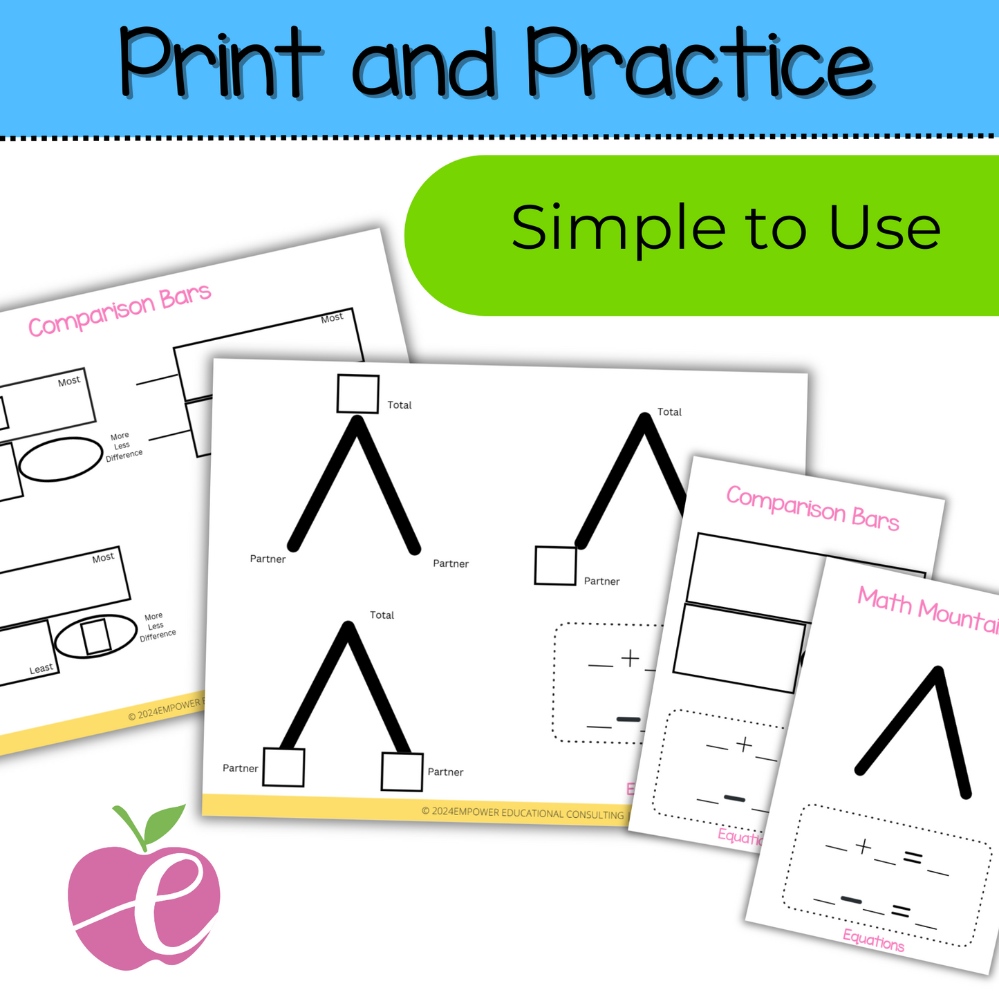 Comparison Bar & Math Mountain Templates | Story Problem Scaffolds for 1st-4th