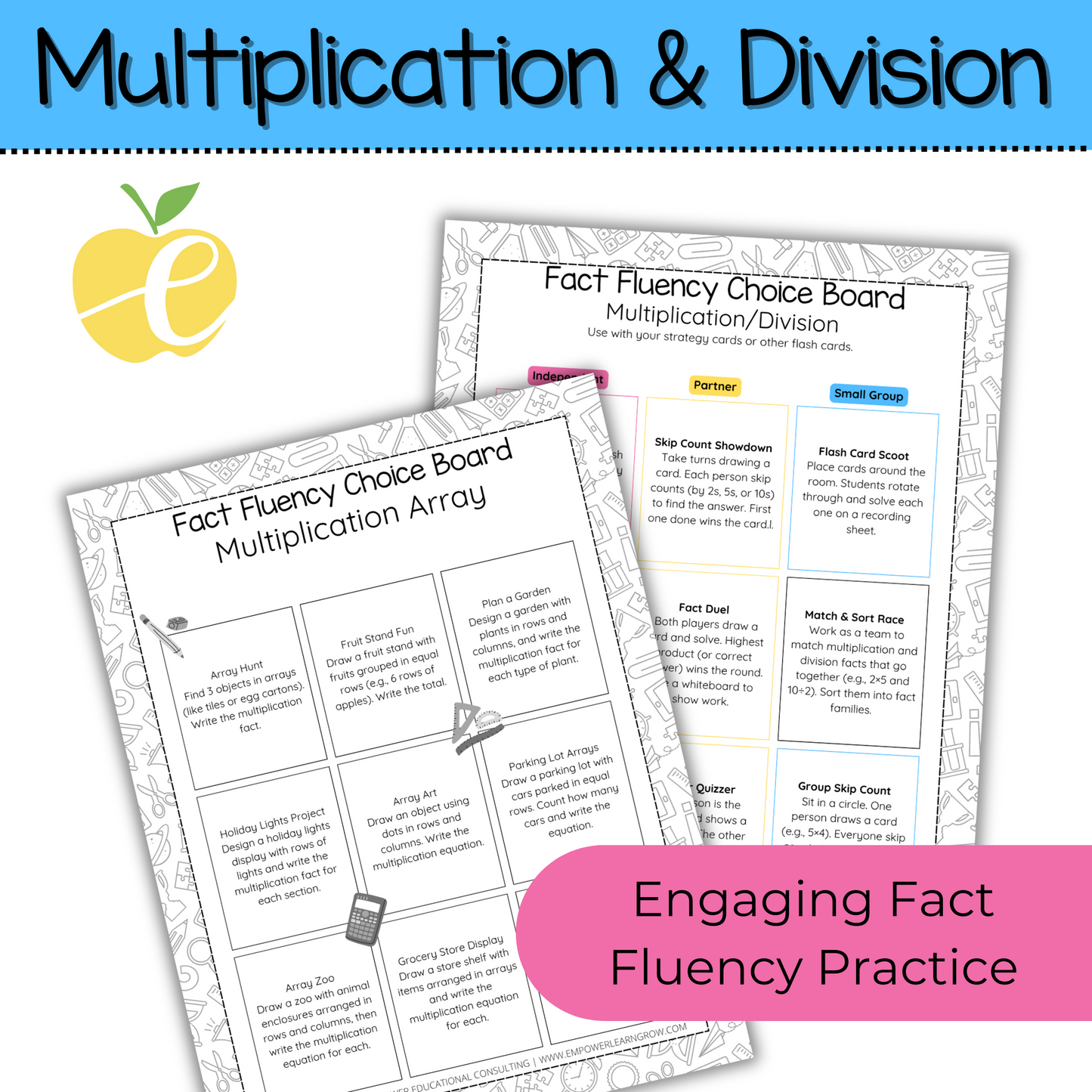 Fact Fluency Choice Boards for Math Expressions