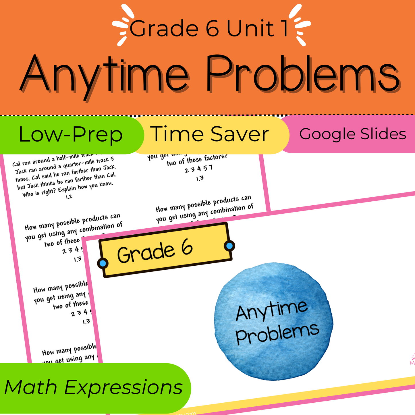 6th Grade Anytime Problems Unit 1 | Math Expressions