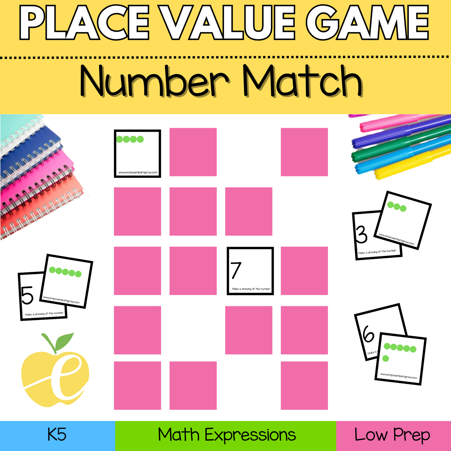 Number Match: Kindergarten Number Recognition Place Value Memory Game