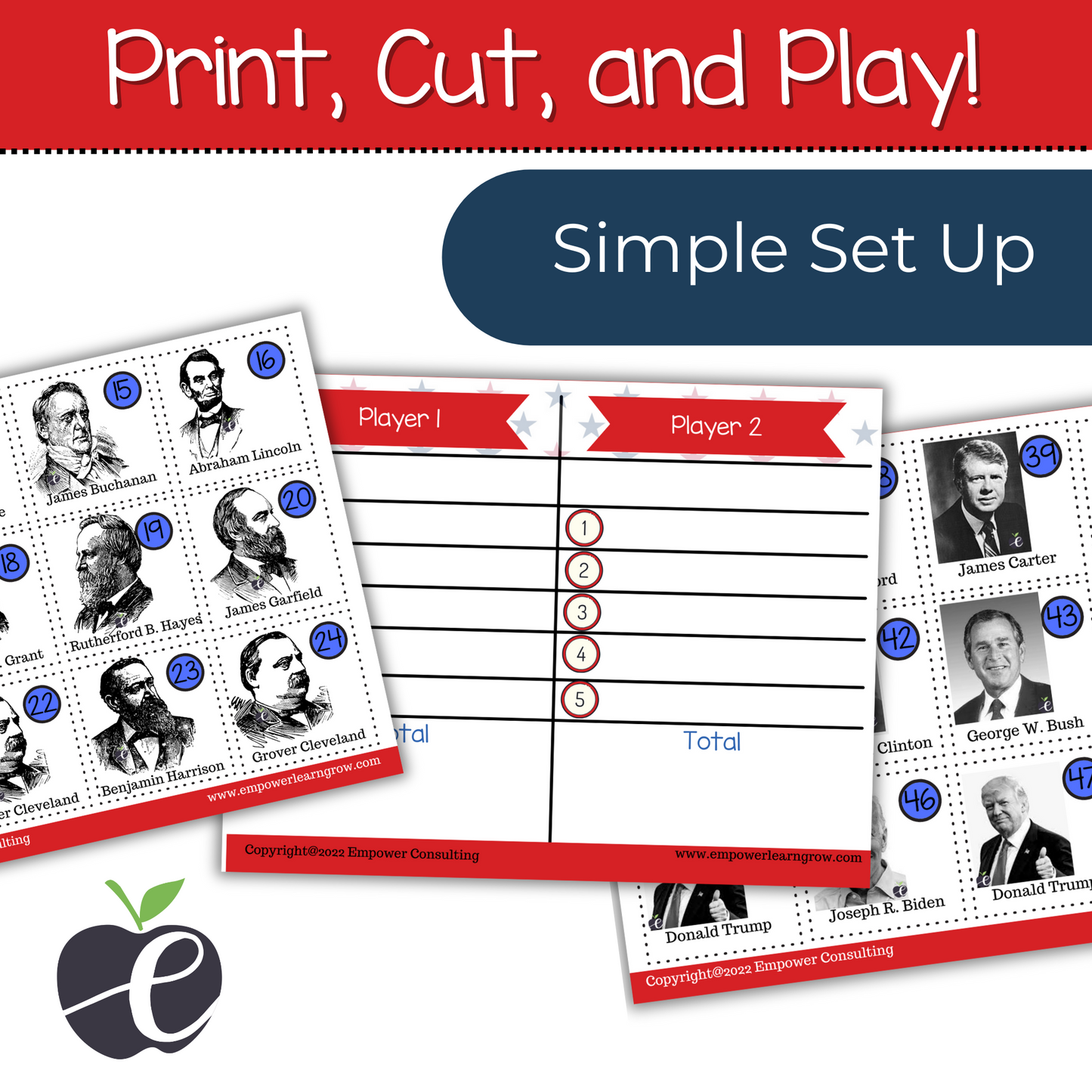 President's Day Math Activities for Elementary K-6th Grade | Engaging & No-Prep