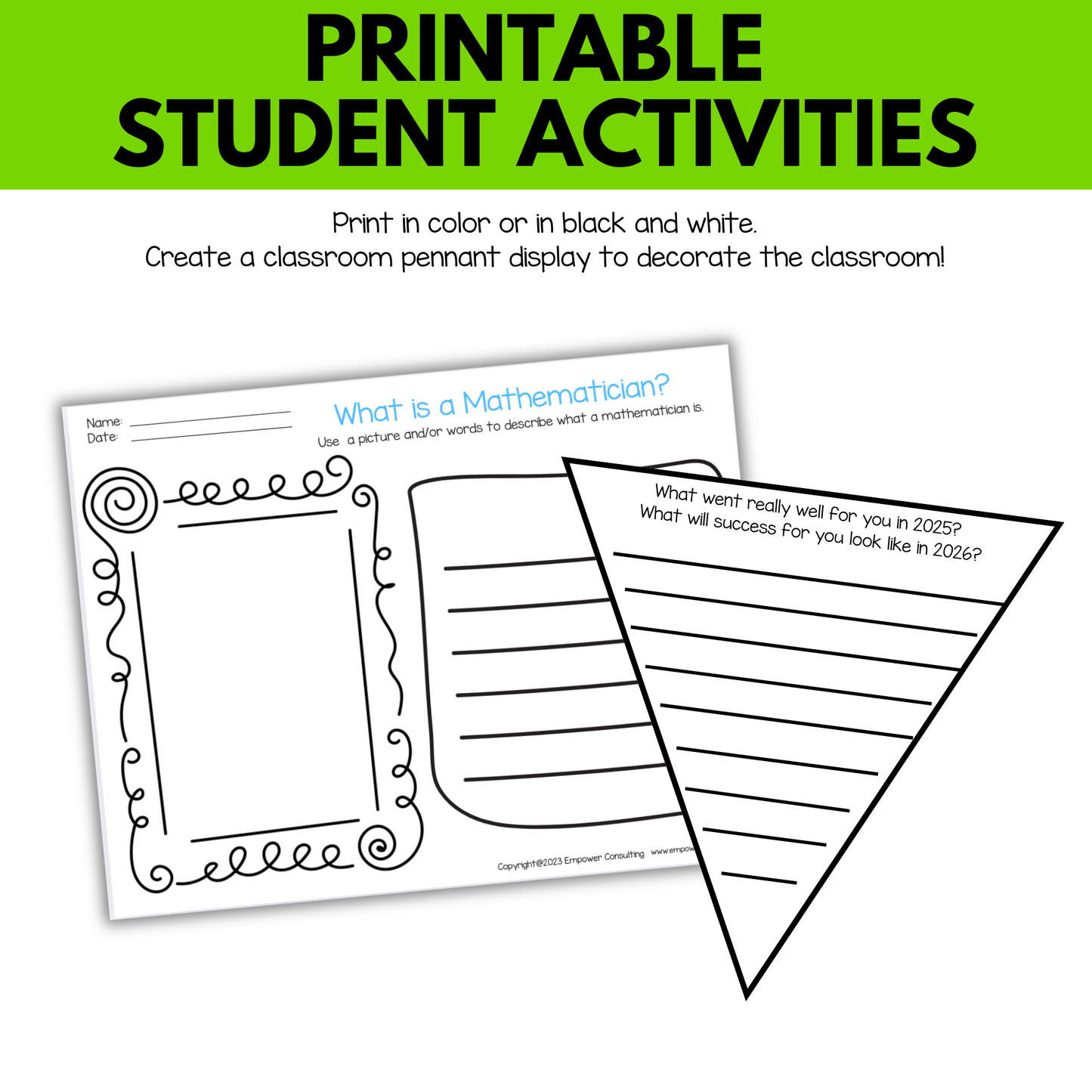 Growth Mindset in Math: Happy New Year Activities for January
