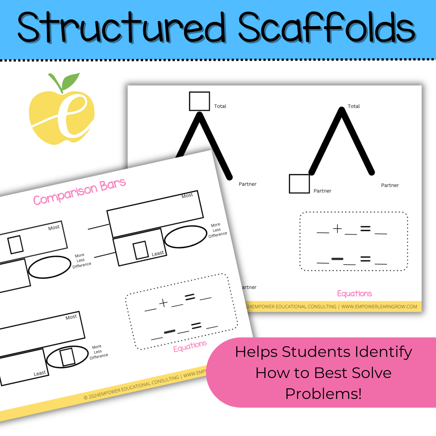 Comparison Bar & Math Mountain Templates | Story Problem Scaffolds for 1st-4th