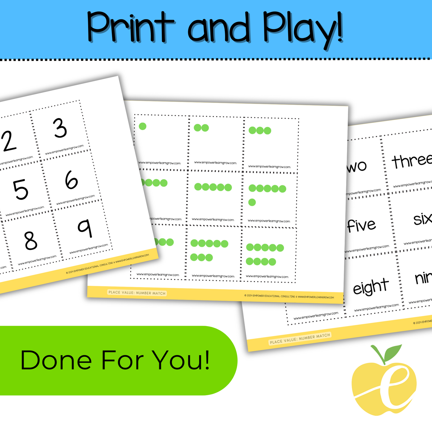 Number Match: Kindergarten Number Recognition Place Value Memory Game