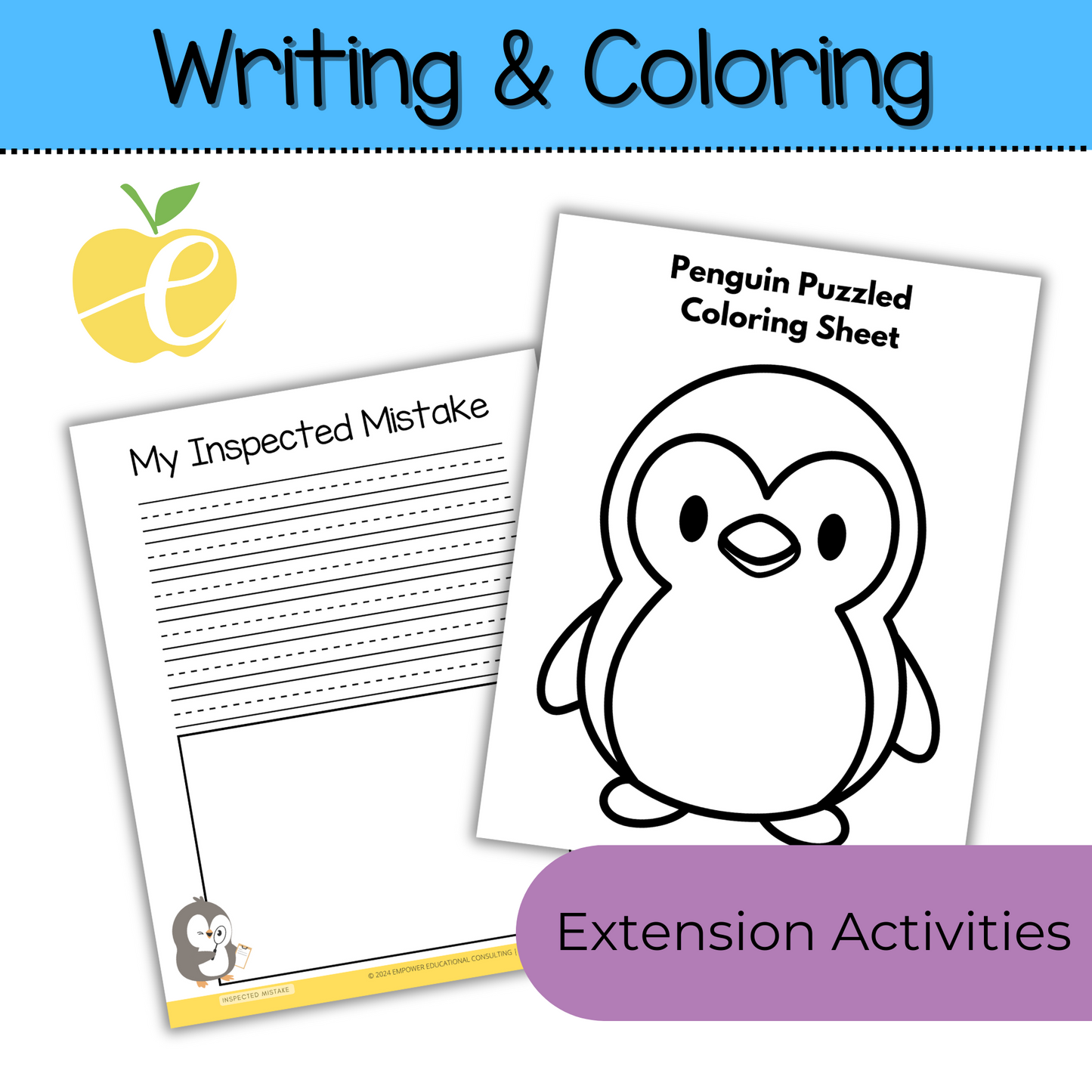 Puzzled Penguin Growth Mindset Bulletin Board for Math Expressions