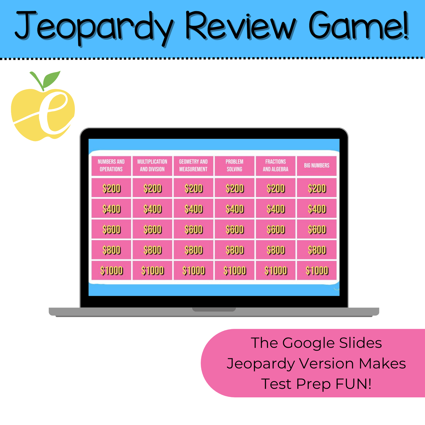 3rd Grade State Test Prep Math Bundle – Jeopardy Review Game & Task Cards