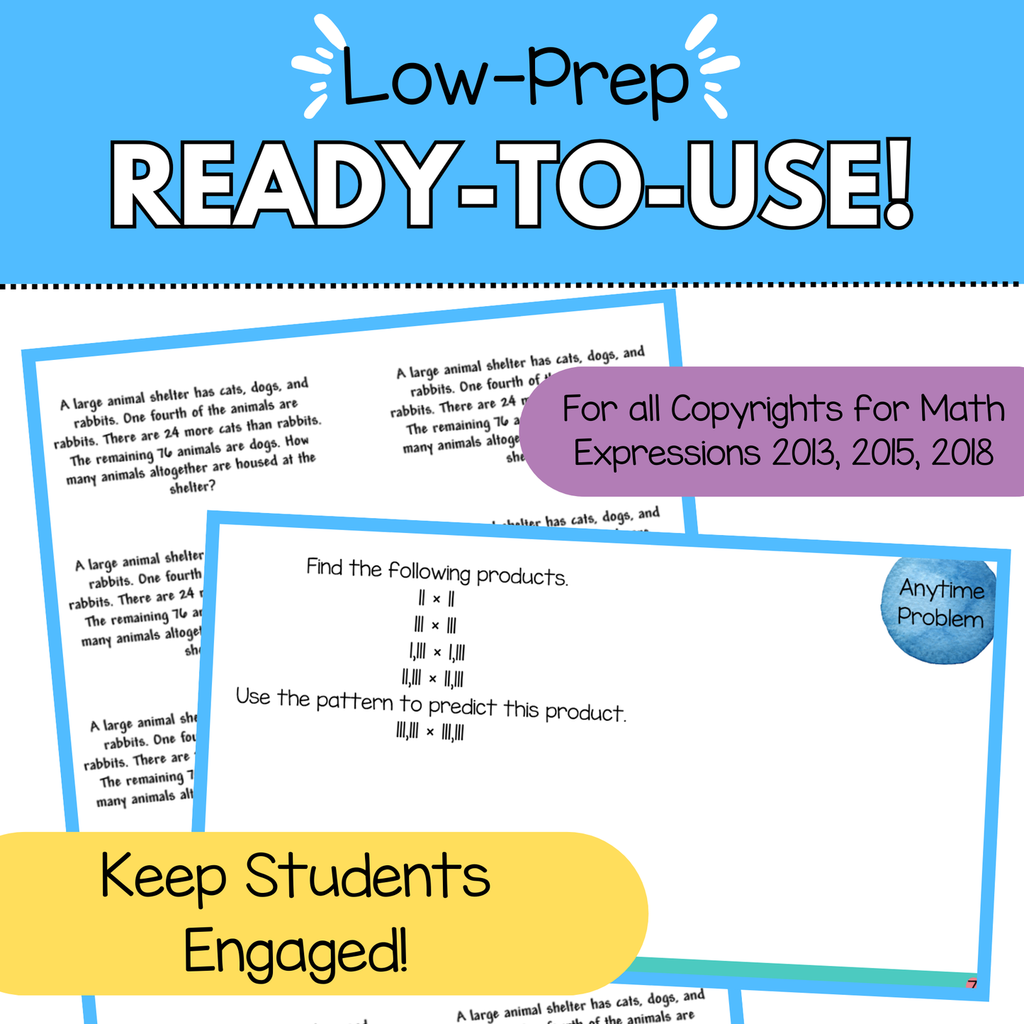 6th Grade Anytime Problems Pack (Units 1-9) | Math Expressions