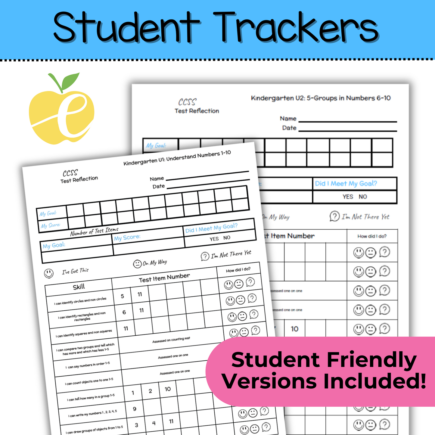Kindergarten Math Assessment Cover Data Tracker | Math Expressions Units 1 & 2