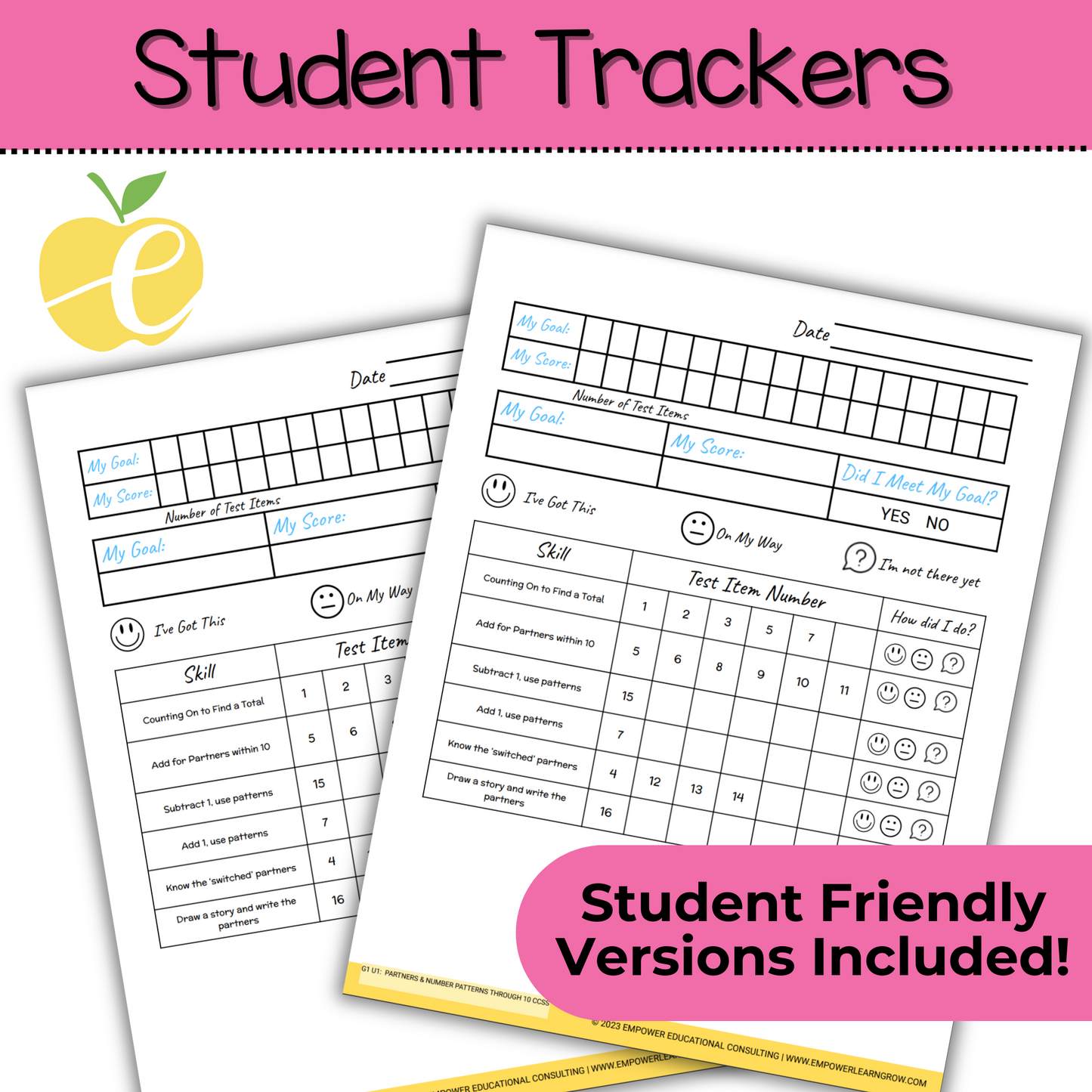 1st Grade Assessment Cover Forms & Data Trackers for Math Expressions Units 1-3