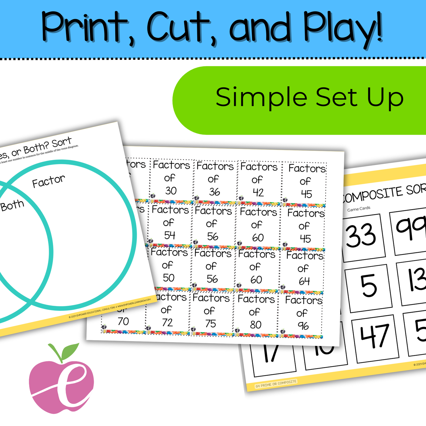 Prime, Composite, Factors, & Multiples Bundle | 4th-6th Grade Math Games