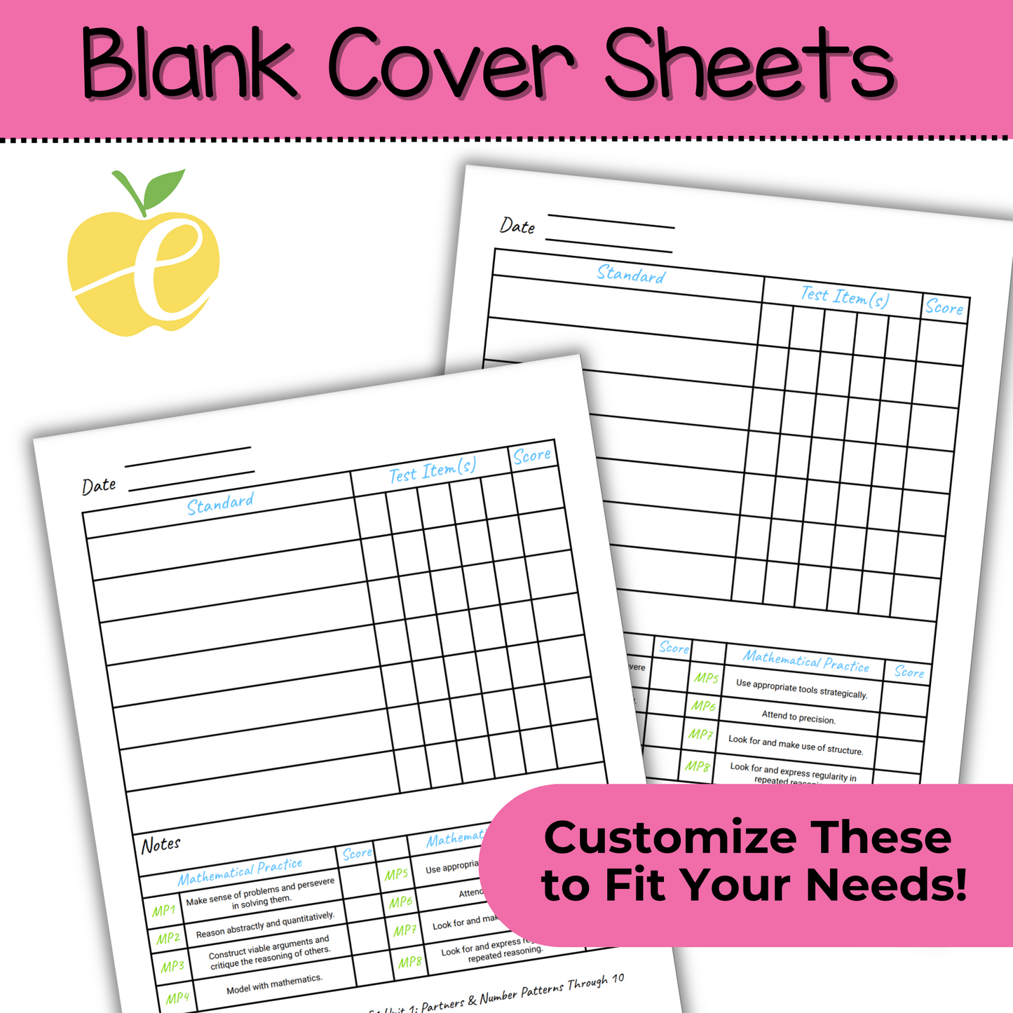 1st Grade Assessment Cover Forms & Data Trackers for Math Expressions Units 1-3