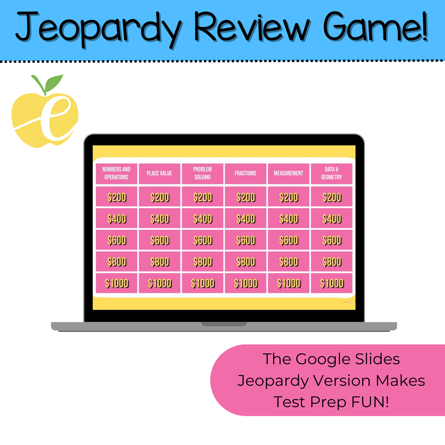 5th Grade State Test Prep Math Bundle – Jeopardy Review Game & Task Cards