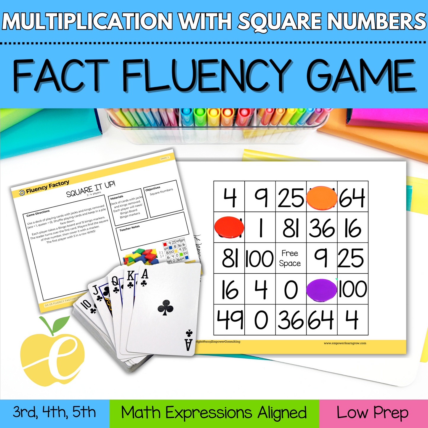 Square It Up! Multiplication with Square Numbers Game | Grades 3-5