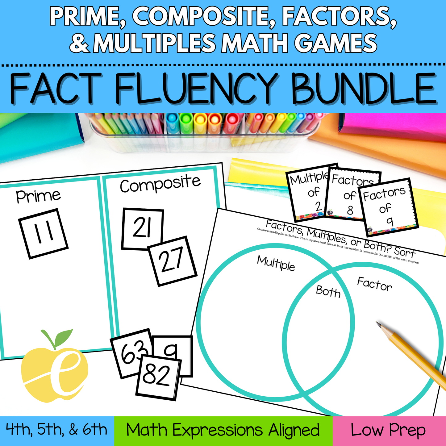 Prime, Composite, Factors, & Multiples Bundle | 4th-6th Grade Math Games