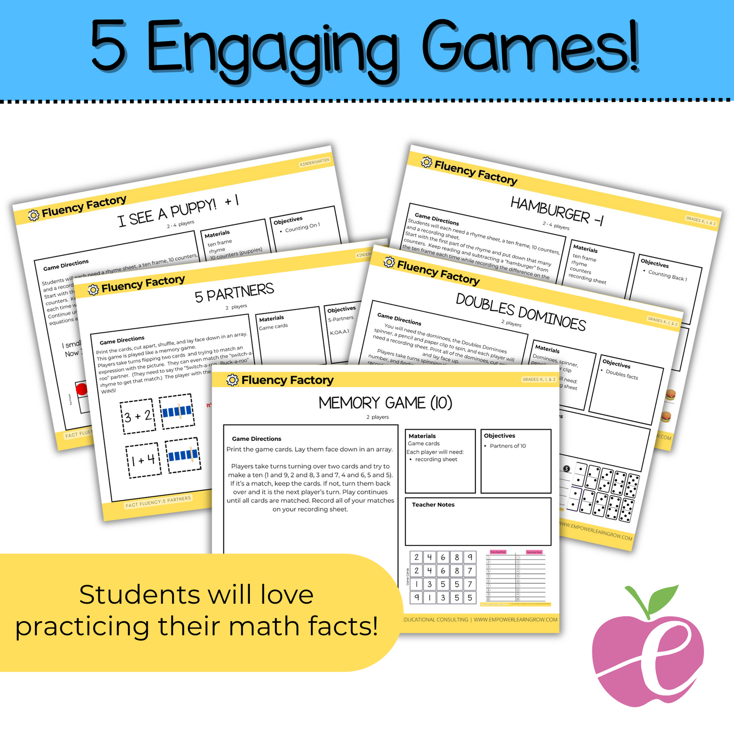 Addition & Subtraction Within 10 | Math Game Bundle for Kindergarten- 2nd Grade