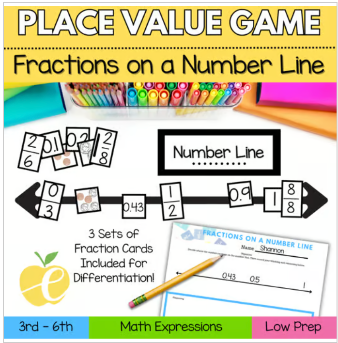 Fractions on a Number Line: 3rd-6th Grade Math Game | Compare & Sort Fractions