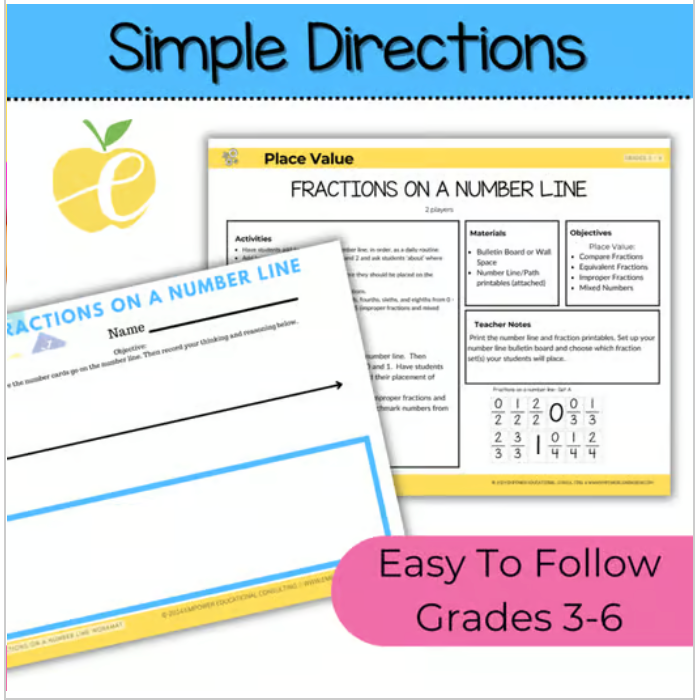 Fractions on a Number Line: 3rd-6th Grade Math Game | Compare & Sort Fractions