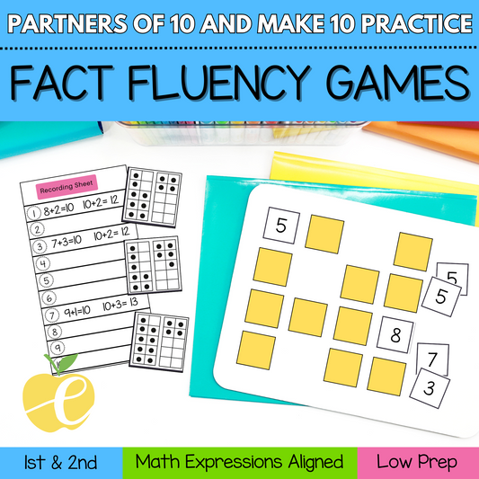Partners of 10 and Make 10 Math Games for 1st and 2nd Grade