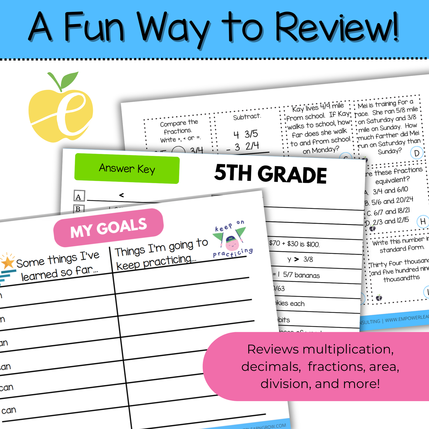 5th Grade Math Review Game! Winter Math Review Game & End-of-Year Practice