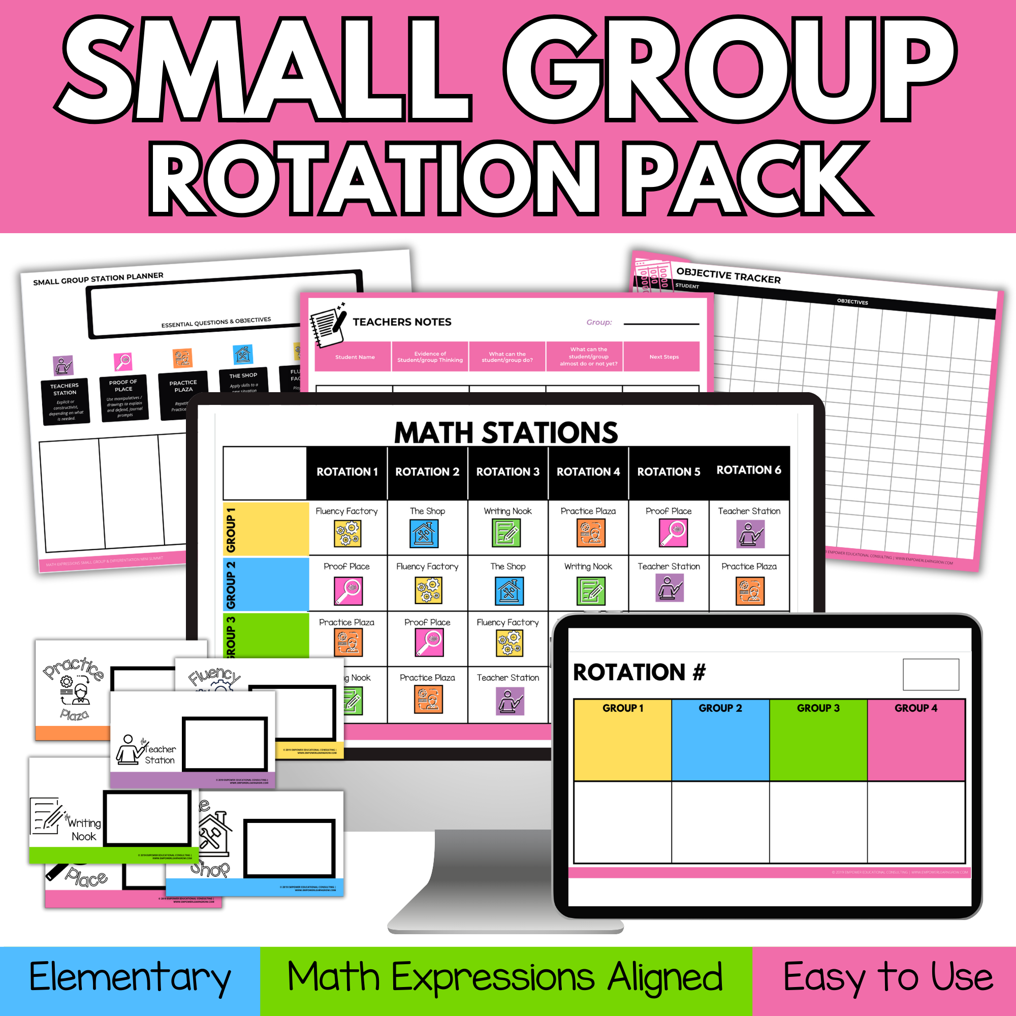 3 Group Rotation Math Small Group Rotation Pack for Elementary: Slides, Organizers, and ...