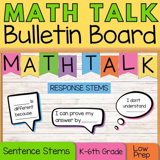 Partner Math Talks Bulletin Board - Starters & Responders Sentence Stems