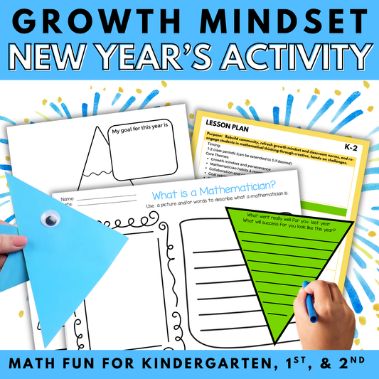 New Year Growth Mindset Math Activities for K–2 Math Lesson & Goal Setting