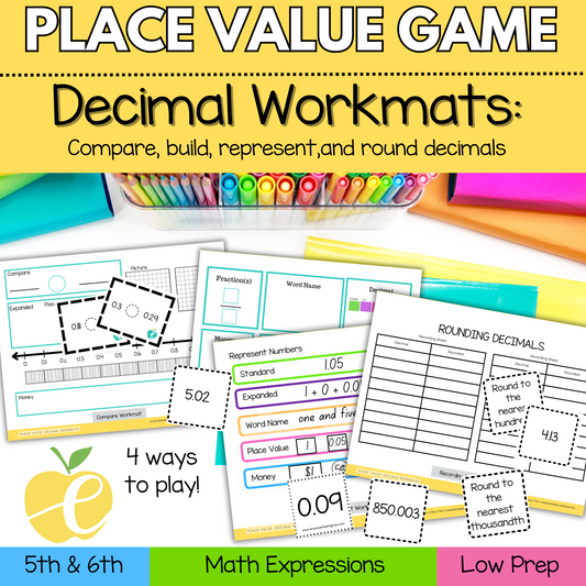 Compare, Round, Represent, & Build Decimals | 5th & 6th Grade Math Decimal Games