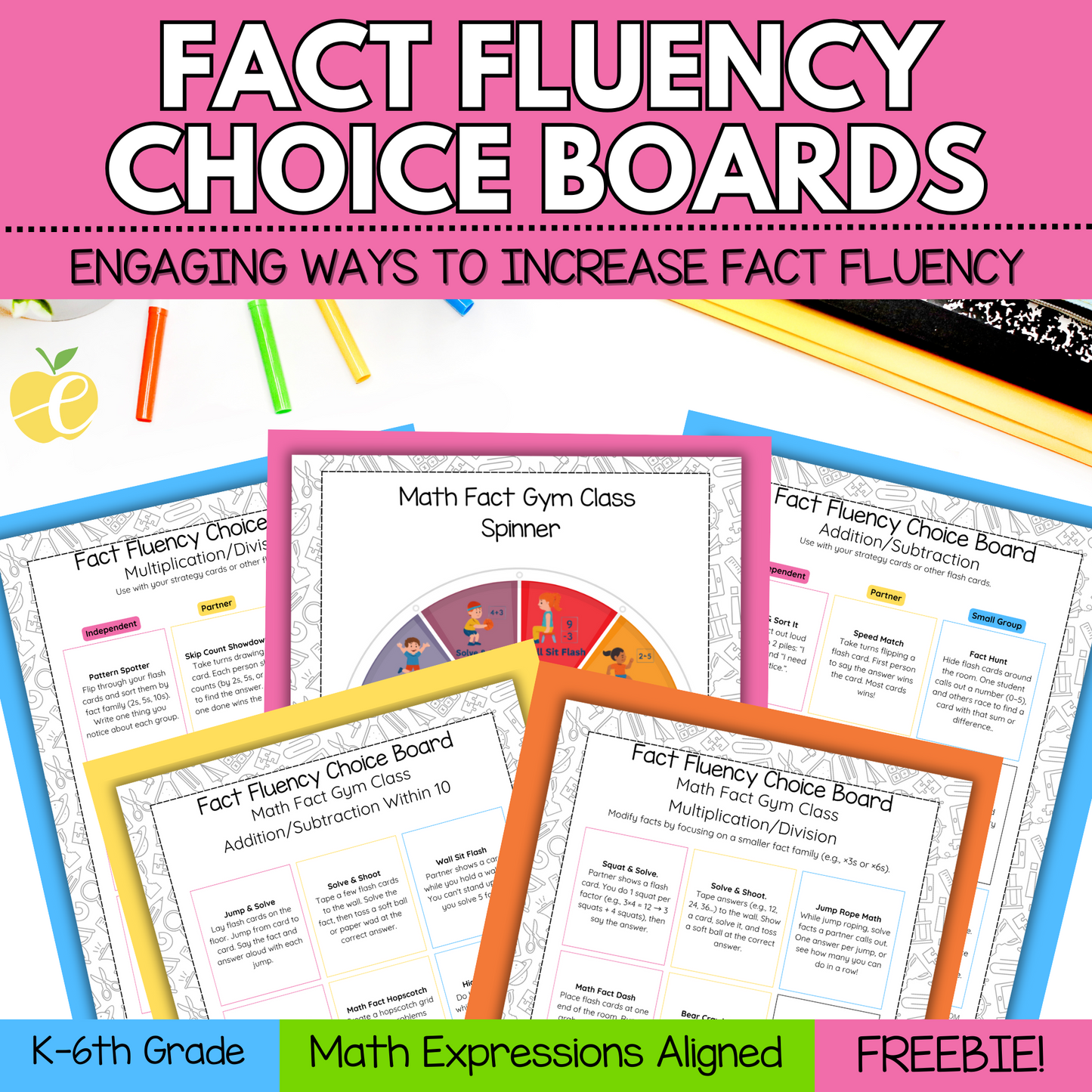 Fact Fluency Choice Boards for Math Expressions