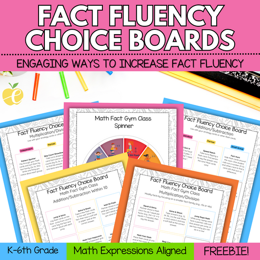 Fact Fluency Choice Boards for Math Expressions