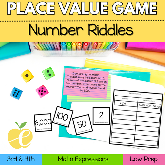 Number Riddles: 3rd & 4th Place Value Game | Build & Describe 3-4 Digit Numbers