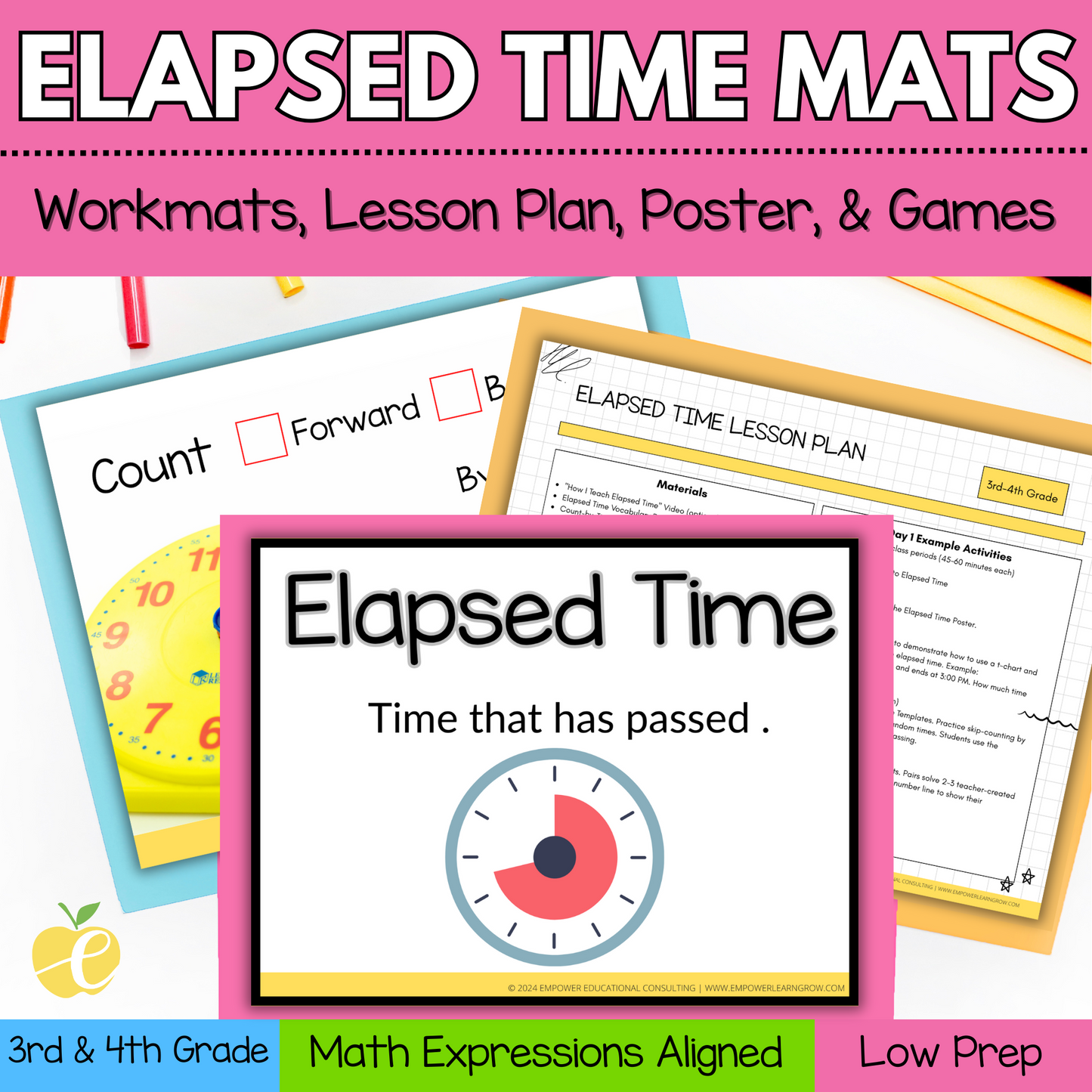 Elapsed Time Activities | Count-by-Time Templates, Workmats, Game & Lesson Plan