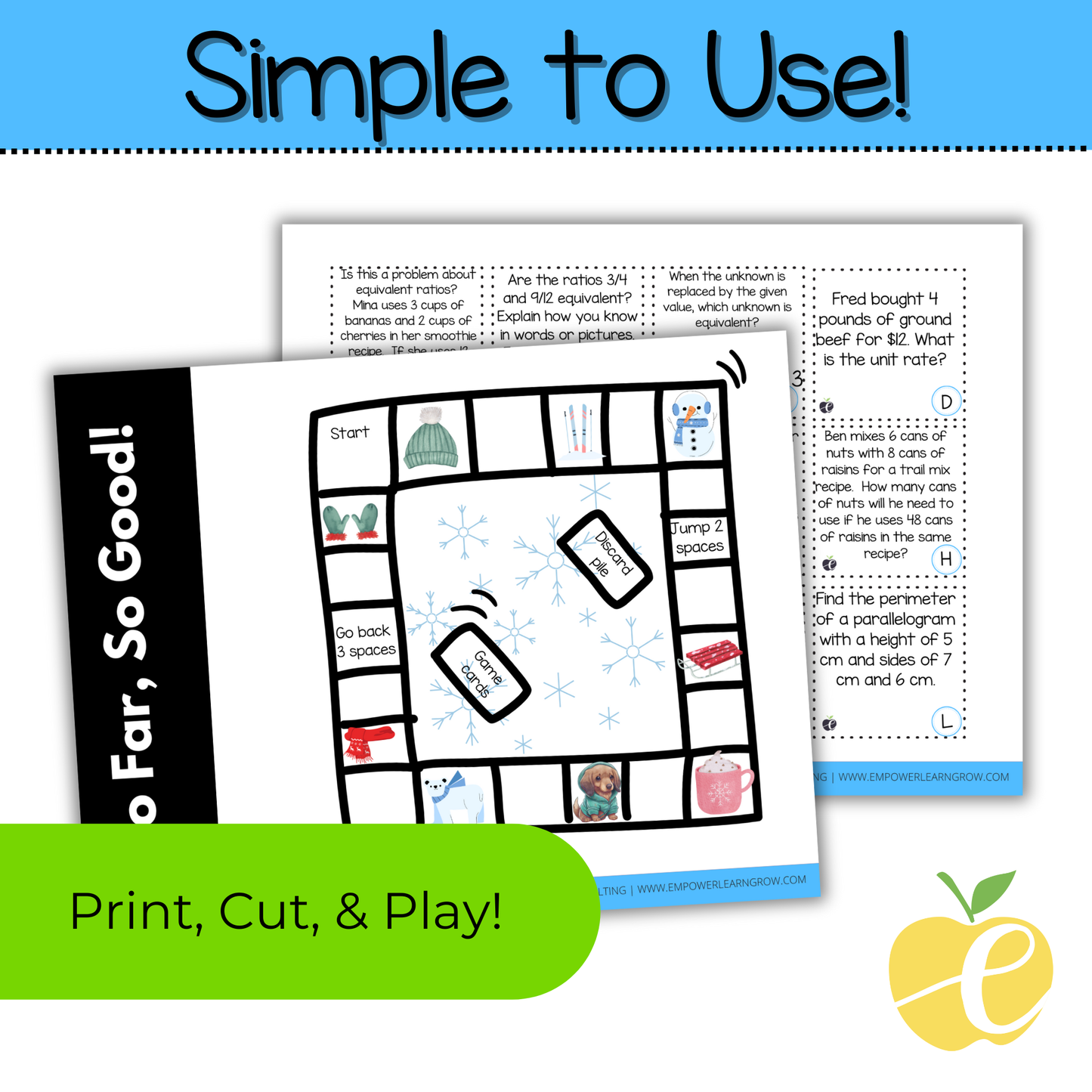 6th Grade Math Review Game! Winter Math Review Game & End-of-Year Practice