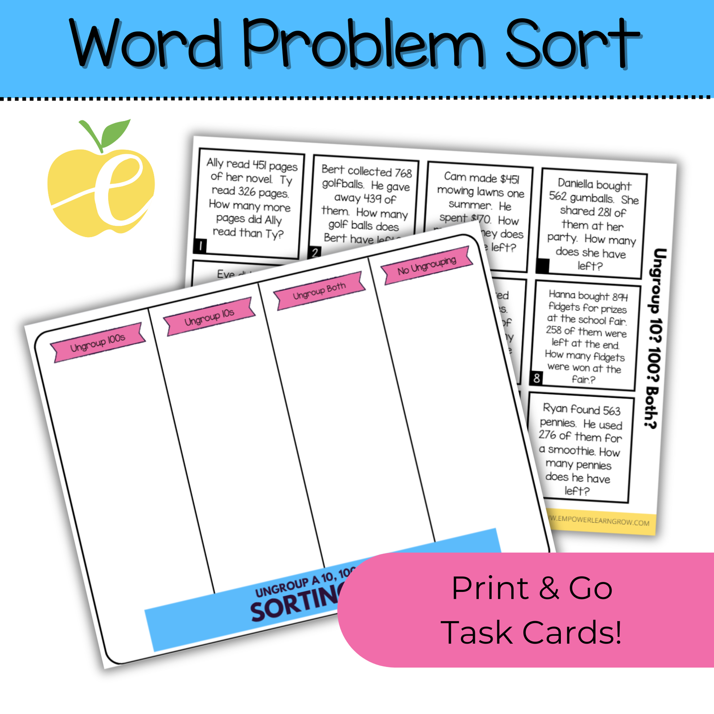 Ungrouping and Regrouping Addition and Subtraction Sort