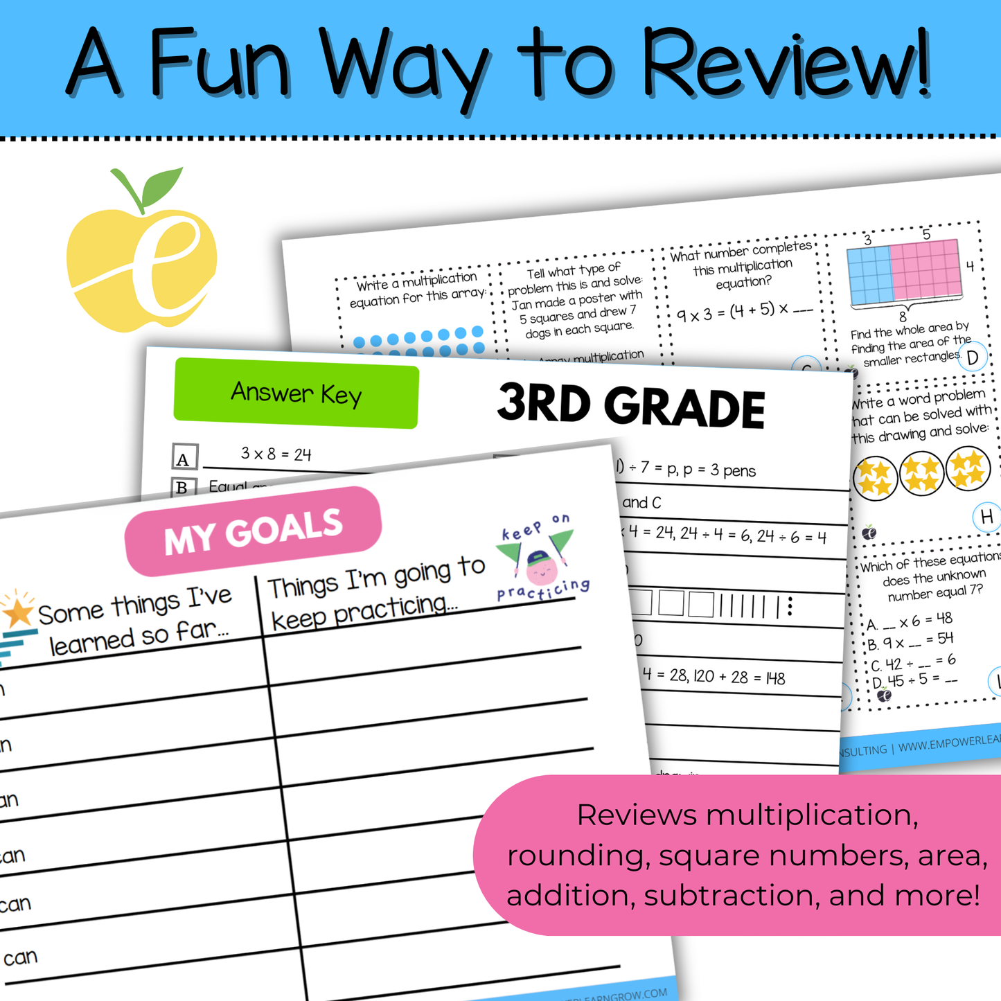 3rd Grade Math Review Game! Winter Math Review Game & End-of-Year Practice