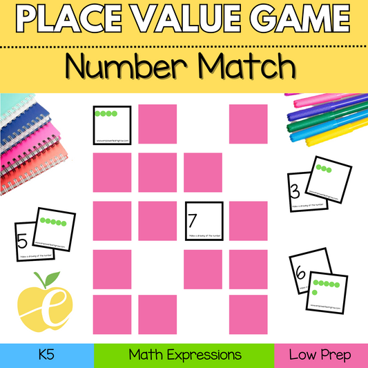 Number Match: Kindergarten Number Recognition Place Value Memory Game