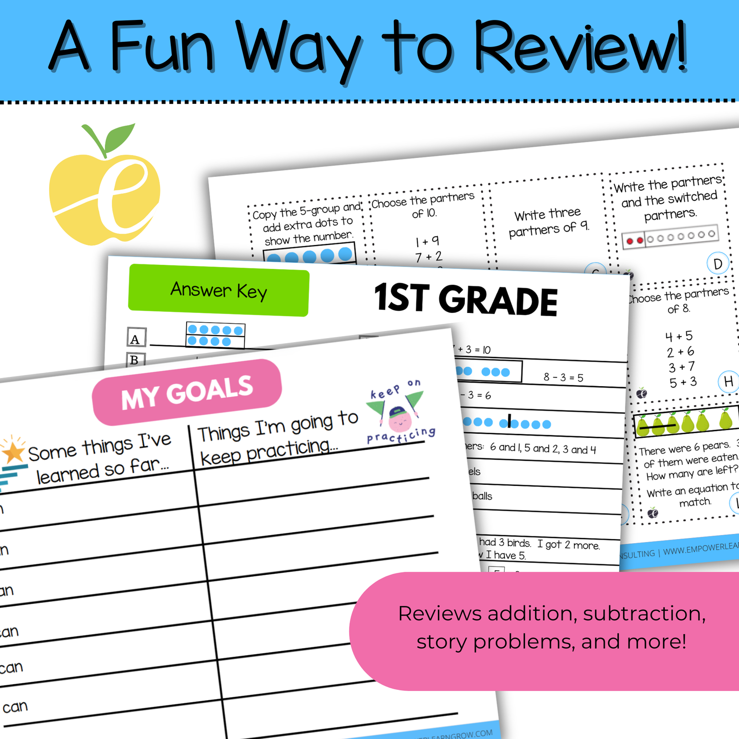 1st Grade Math Review Game! Winter Math Review Game & End-of-Year Practice