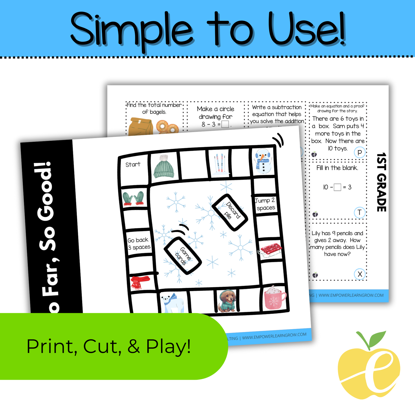 1st Grade Math Review Game! Winter Math Review Game & End-of-Year Practice