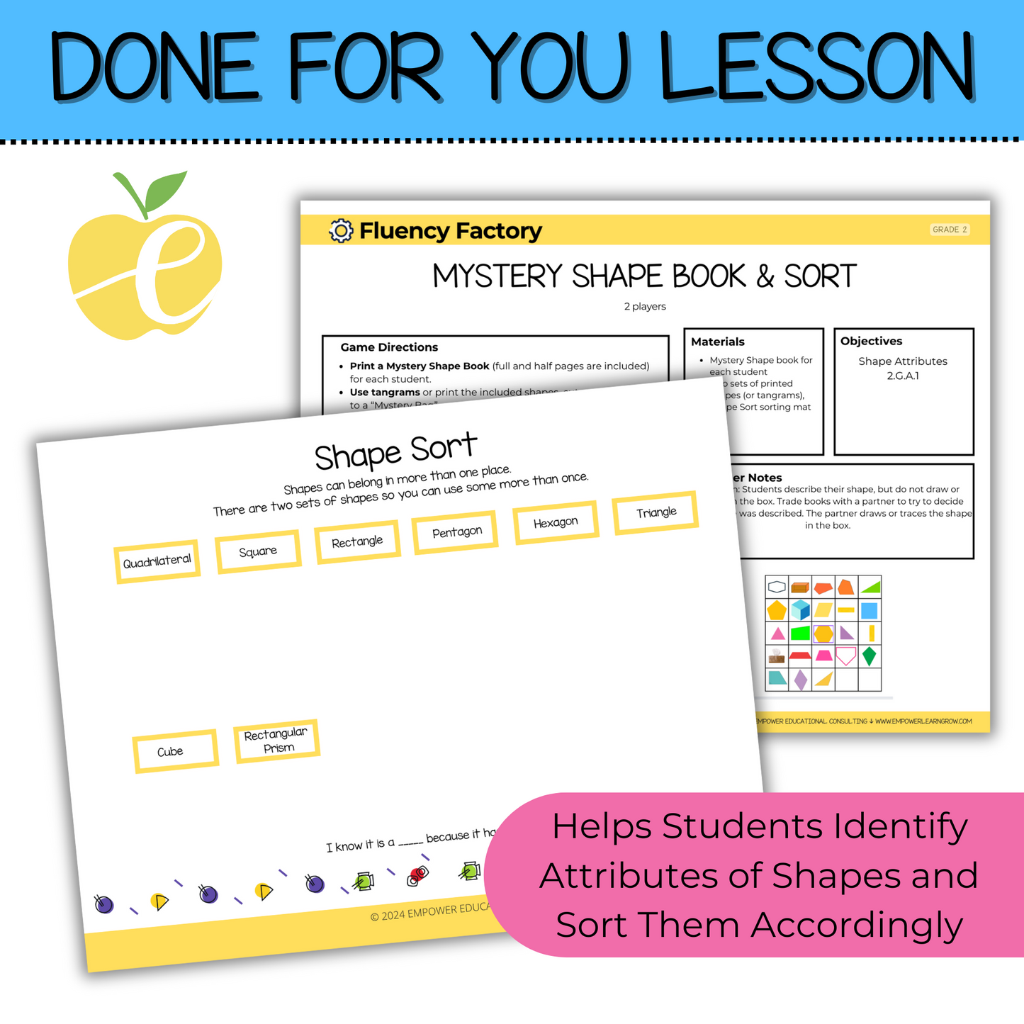 Mystery Shape Book & Sort | Geometry Shape Sort Game for 2nd Grade
