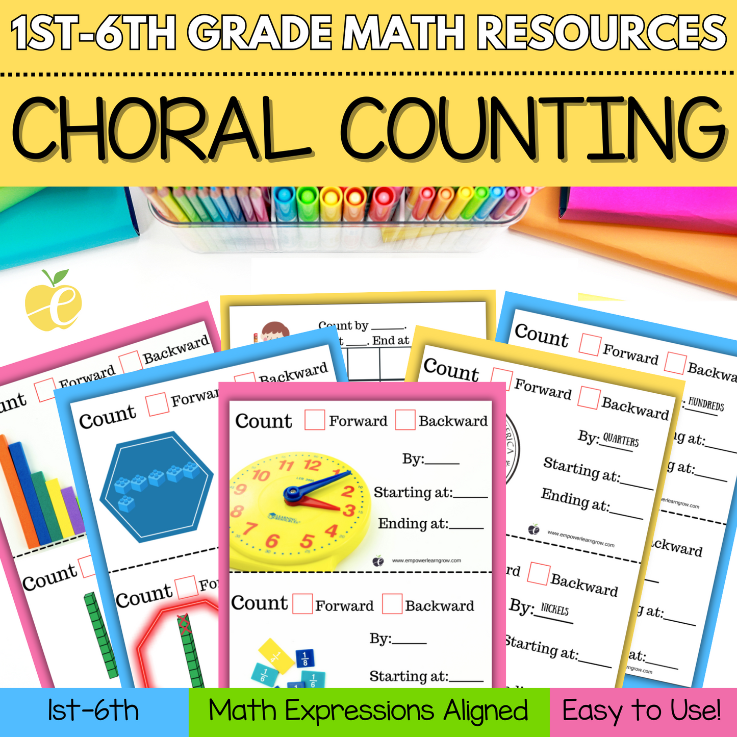 Choral Counting Templates – Build Number Sense with Fractions, Time, Shapes & More!